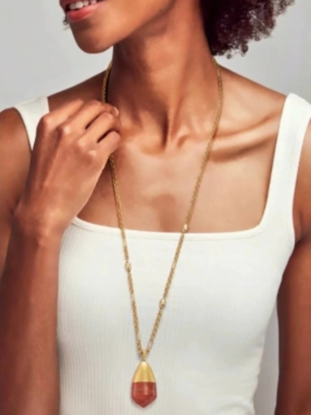 Vintage Kendra Scott Freida Gold Pendant Necklace in Burnt Sienna Howlite